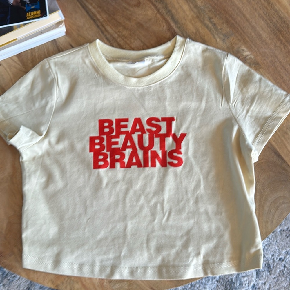 Ilona Maher Beast Beauty Brains Baby T shirt.  Cropped.  Size Medium.   NWT